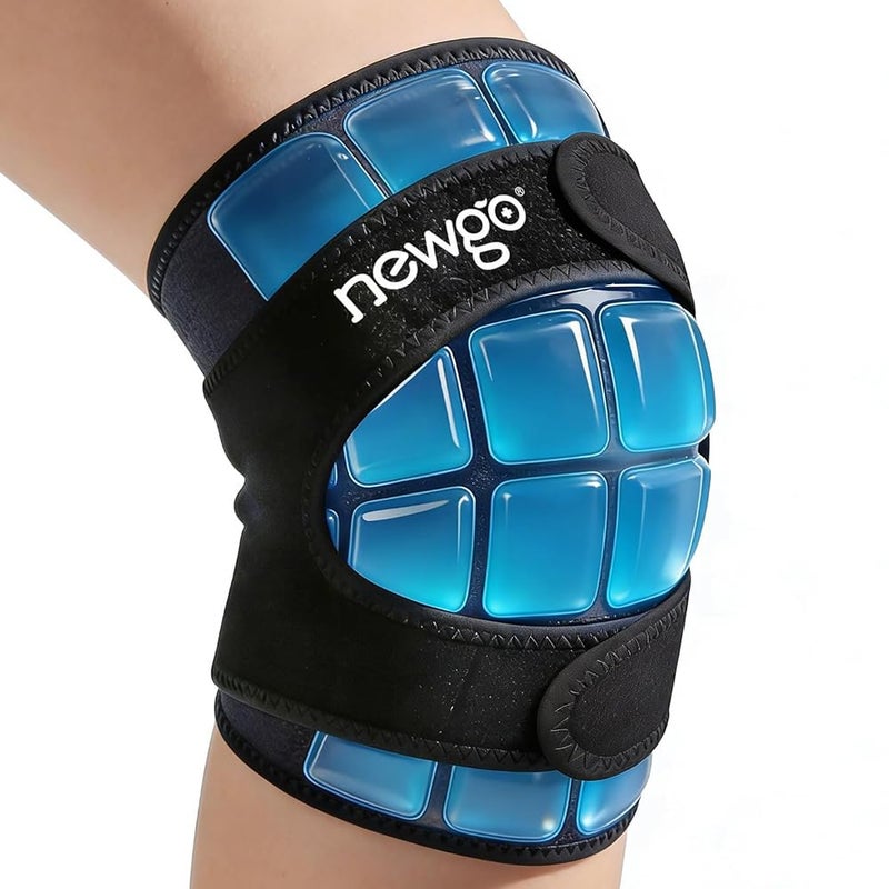 NEWGO Ice Pack for knee, 1 Hour Long Coldness Knee Ice Pack Wrap After Replacement Surgery with Ice Grid Gel Design, Soothing Cold Therapy for Meniscus Tear and ACL, Sports Injuries, Ultra Flexible - Image 1